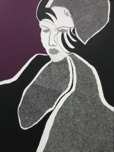Unbekannte Dame, Acrylfarbe und Lackstift auf Leinwand, 160 cm x 120 cm, 2019